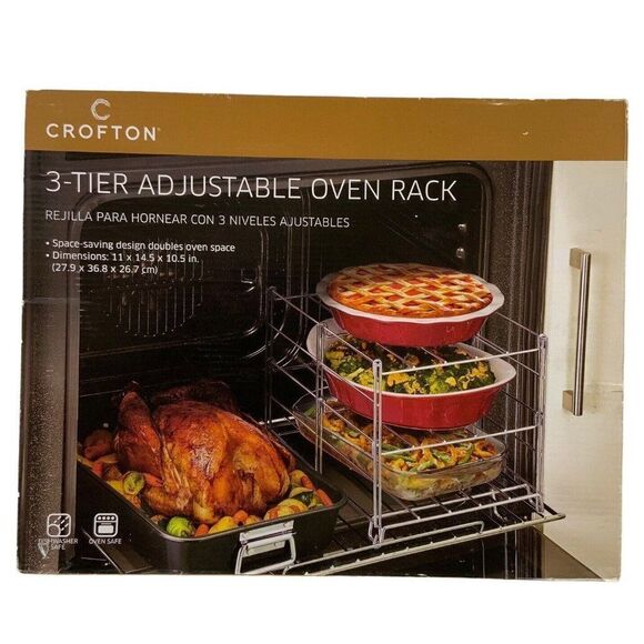 Crofton 3 Tier Adjustable Oven Rack Space Saving Cooking Helper Holidays - Picture 1 of 3